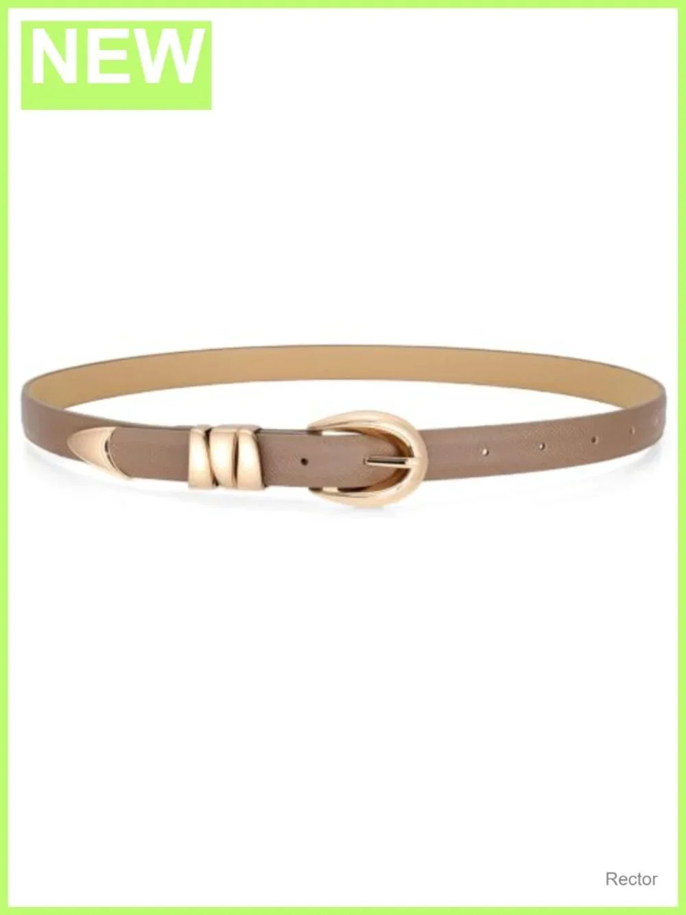 Women Skinny PU Leather Belt with Gold Buckle - Fashion Waist Belt for Jeans